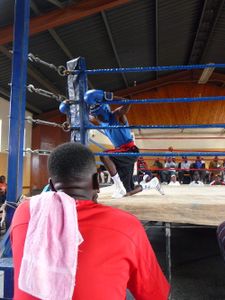 Last moments of concentration before the match for Moses Owino.