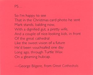 2006, marginalia, photocopied text, excerpt from poem 'Great Cathedrals,' by George Bilgere.