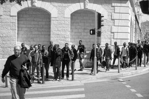 Nice (France)_After months of negociations between the valley activists and the police,  the refugees got legal autorisation to take the train from Breil sur Roya to Nice to make their asylum application. Activists escort refugees to the NGO in the city for asylum procedure. 