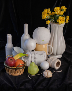 This still life is part of a  series of stop motion videos that included 5 stills. Printed in editions of three.  This work is a chapter from Providence Unknown begins to question issues of value, providence, authorship and the structures in place for the teaching of art.  These sets were taken and photographed from the prom shop in the drawing and painting department and OCADUniversity.