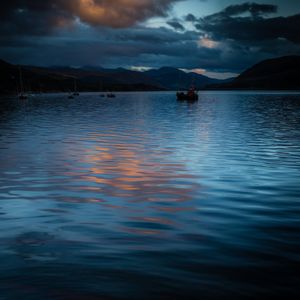 Blue sea, night fishing.