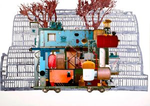 La Machine à ramasser tout et n'importe quoi #5 En exposition au jardin des plantes, Paris. (Exhibition at the Jardin des Plantes in Paris.)