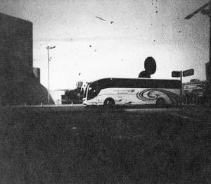 pinhole shot of city bus