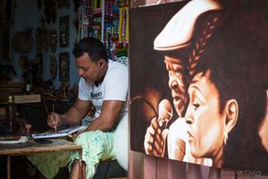 Artist at work, Trinidad.