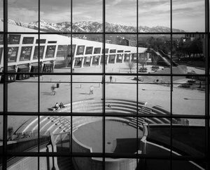 View of library and Wasatch Mountains, Main Library, Salt Lake City, UT