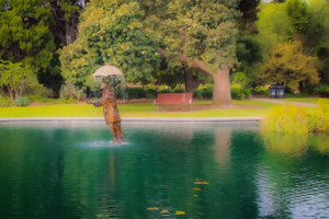 A MEN IN A POND