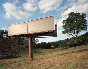 Billboards in a Field, Remnants from a Suspended Bypass, 2010