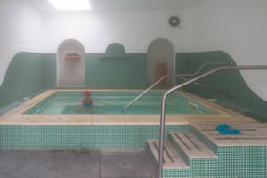 Relaxing at the small thermal pool of the hotel, January 8, 2015