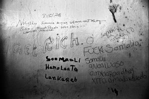 Writings made by somali asylum seekers in Safi detention center. The journey to Malta is long and exhausting and now they will face monts of detention but most of them do not regret leaving a country where “if you don’t join the terrorists they will try to kill you”.