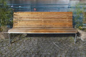 Three benches facing away from the water, Helsinki, 2011