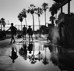 Beach shower silhouettes