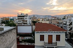 Open air cinema surrounded by houses