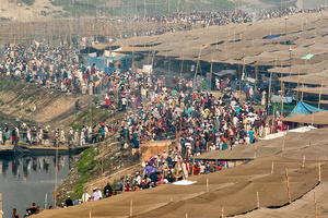 Muslim Gathered On The Bank Of Rive Turag