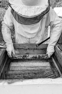 Smoke to deter the bees