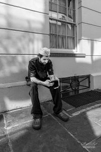 Worker taking a break in Covent Garden