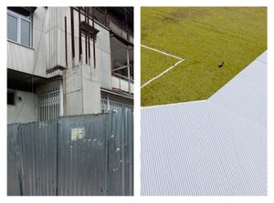 Corrugated Metal Sheet & Football Player