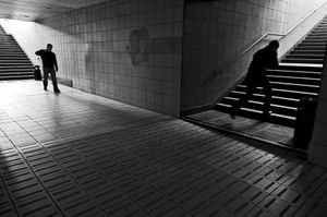 Pedestrian tunnels underneath downtown Kyiv, Ukraine