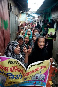 A childrens rally takes place to spread the awareness on polio vaccination in Bhiwandi, Maharashtra