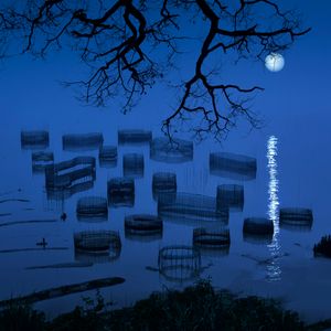 Night view of sea farm