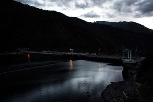 The Pengue Dam in the Alto Bio Bio Region. Mapuche communities have been displaced far up in the mountain in order to build it.