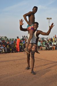 Winning athlete shows himself to the public, 2