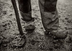 Farmer with wooden clogs, Asturias, Spain, 1988