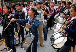 A music band is playing during a celebration a priest's jubilee.                  © Bert Spiertz