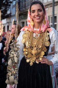 Proud of her traditional dress and jewelry