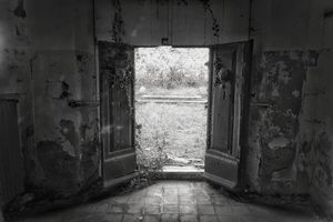 The back door of Villa Mastai towards the park and the S.m.o.m. building