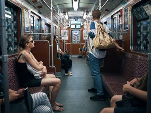 Veronique on an u-bhan train