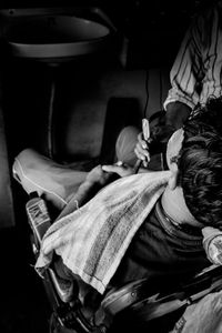 The Barber - Sanjay still uses the old style blades for his shaves.