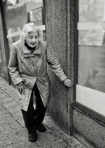 Elderly woman walking, Innsbruck, August 2018