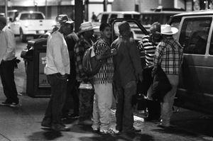 On this day, there was no work because the fields were too wet from rain.  With nothing to do, workers just hang out on the streets of El Paso.© Joseph Sorrentino