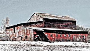 Working Barn in Winter-Delhi, NY