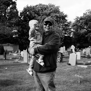 Faris and Afshin at Afsaneh's Grave, Putney Vale Cemetery, 2013 © Ali Mobasser