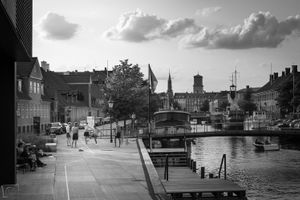 Playing ball by the canal