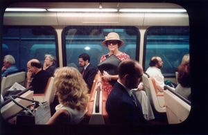 Woman wearing dark glasses.
