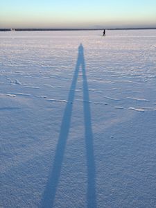 My shadow on a frozen lake