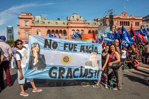 Cristina's supporters on her last day in office.