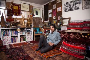 Iranian living room in London,Zartosht safari, Musician