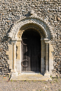 Romanesque detailing on a door of St. Mary the Virgin, Gissing