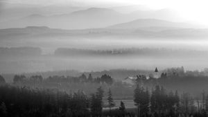 Morning mist hill.