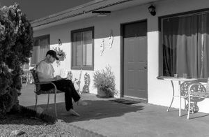 An artist sketching at the Harmony motel | Joshua Tree National Park, California.