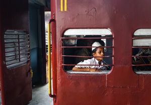 A boy in train