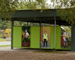 Installation shot, One of the three building this work was exhibited on.
