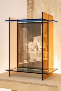 Viewfinder Clash #9, 2020-2021 Modules from transparent colored Acrylic, Gelatin Silver print on glass, 38 x 28 x 18.5 cm