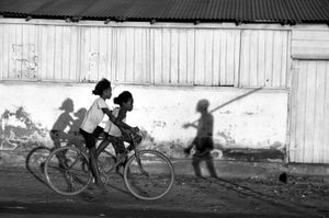 On dad's bicycle