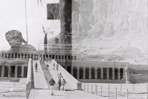 "Man on the road with Luxor sanctuaries"