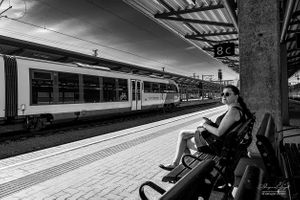 Waiting at a railway station, Austria