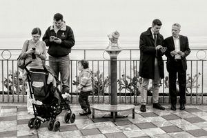 Talking to each other on the panorama terrace of Taormina, Sicily 2016